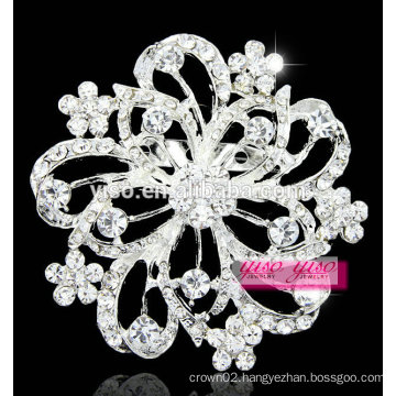 beautiful silver flower crystal rhinestone designer brooch